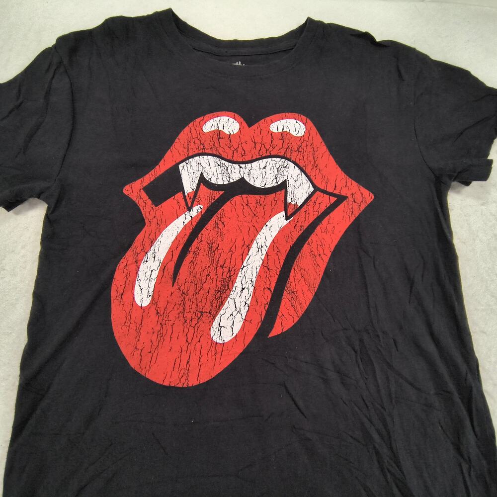 Rolling Stones Band Crew Neck Short Sleeve Graphic Shirt Womens Size S Black